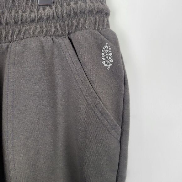 FP Free People Movement Sweatpants M Womens Grey Cuffed High Rise Pockets - Picture 5 of 9